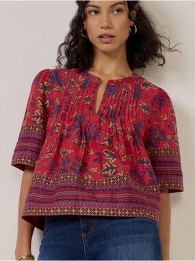 Evereve Boho Red Floral shirt